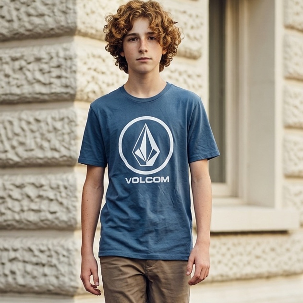 NWT Volcom Youth Blue Short Sleeve Graphic Tee Shirt - Size Medium